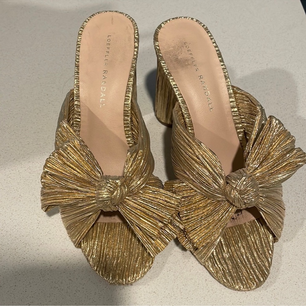Loeffler Randall Penny Knot Gold Mules - Picture 2 of 8